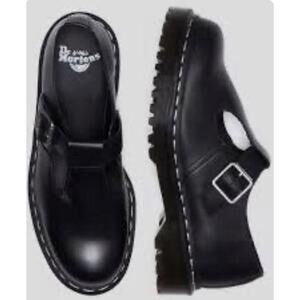 Dr. Martens Polley Mary Jane Black Leather Comfort Shoes Women US 10 W EU 42